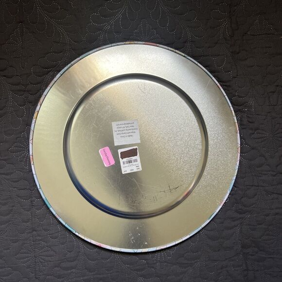 Prima Design Jacobean Plaid Tin Dinner Charger Plates 5pc 10" Plates Serverware - Picture 5 of 10